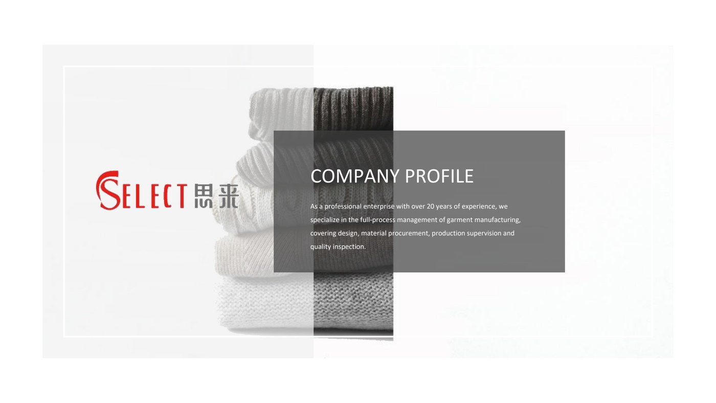 Select Garment company profile presentation with knitwear