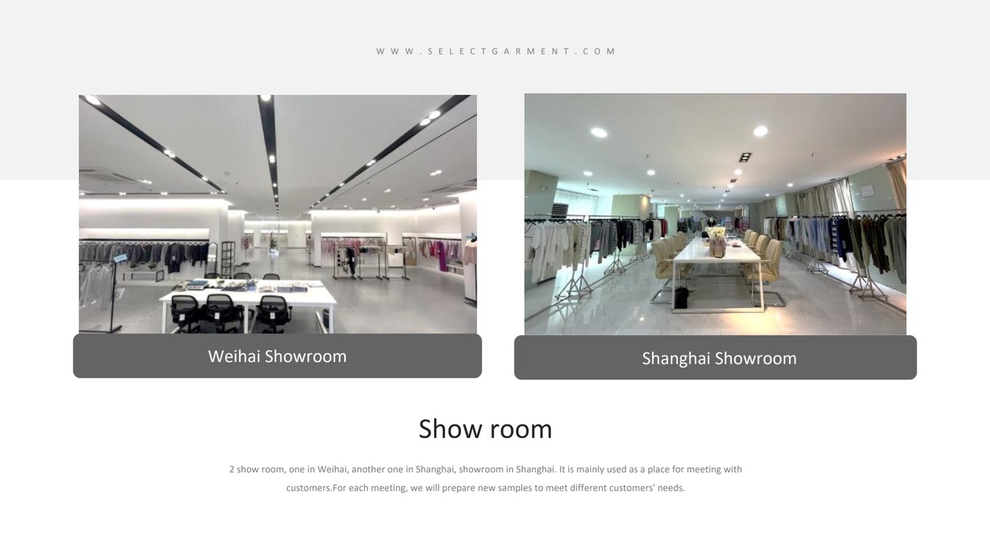 Select Weihai and Shanghai showrooms